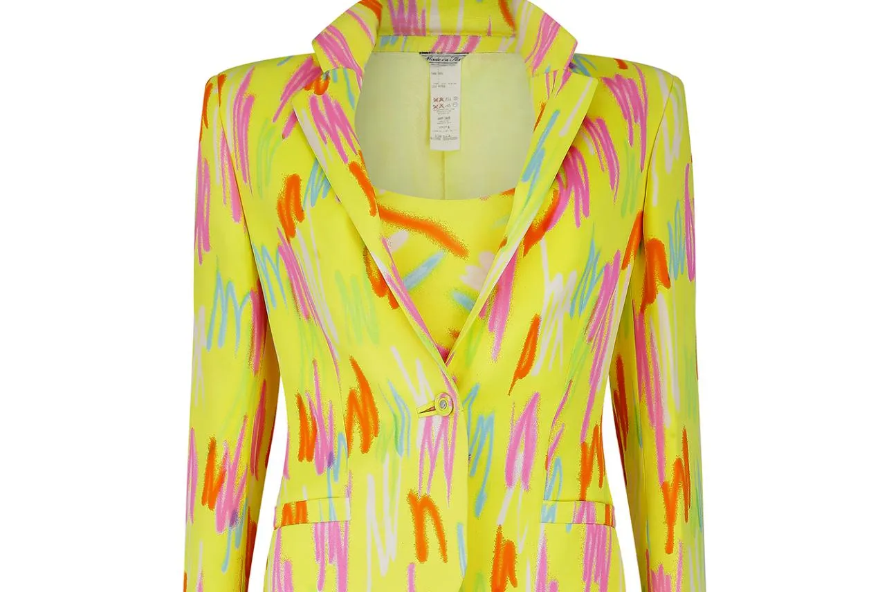 1996 Gianni Versace Couture Neon Dress Suit