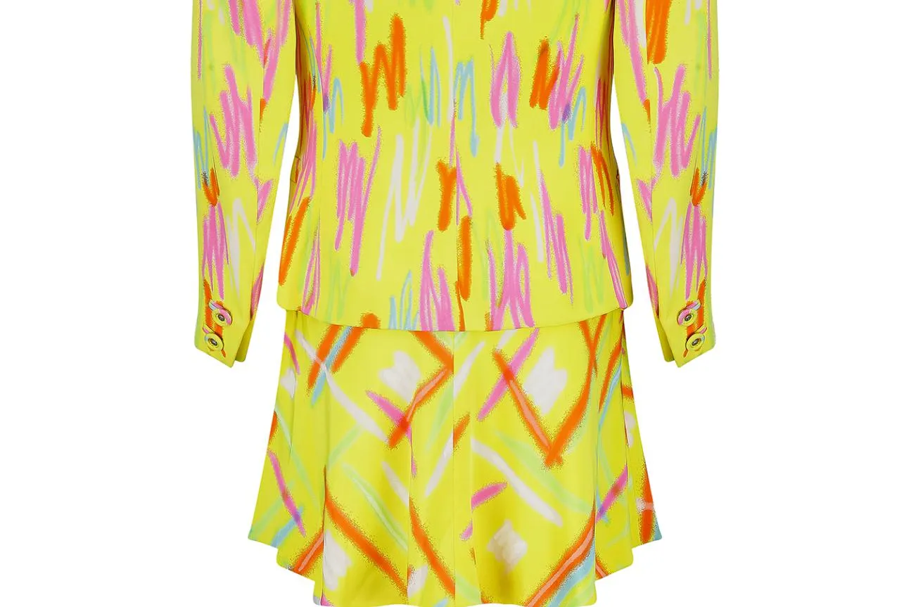 1996 Gianni Versace Couture Neon Dress Suit