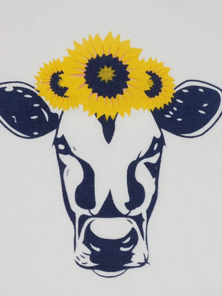 2-Piece Outfits Baby Cow Bodysuit Matching Frilled Sunflower Shorts