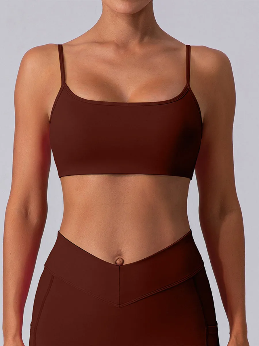 2pcs Sleeveless Cami Skin-Friendly Sports Set Workout Set Fitness Yoga Suit with Chest Pads