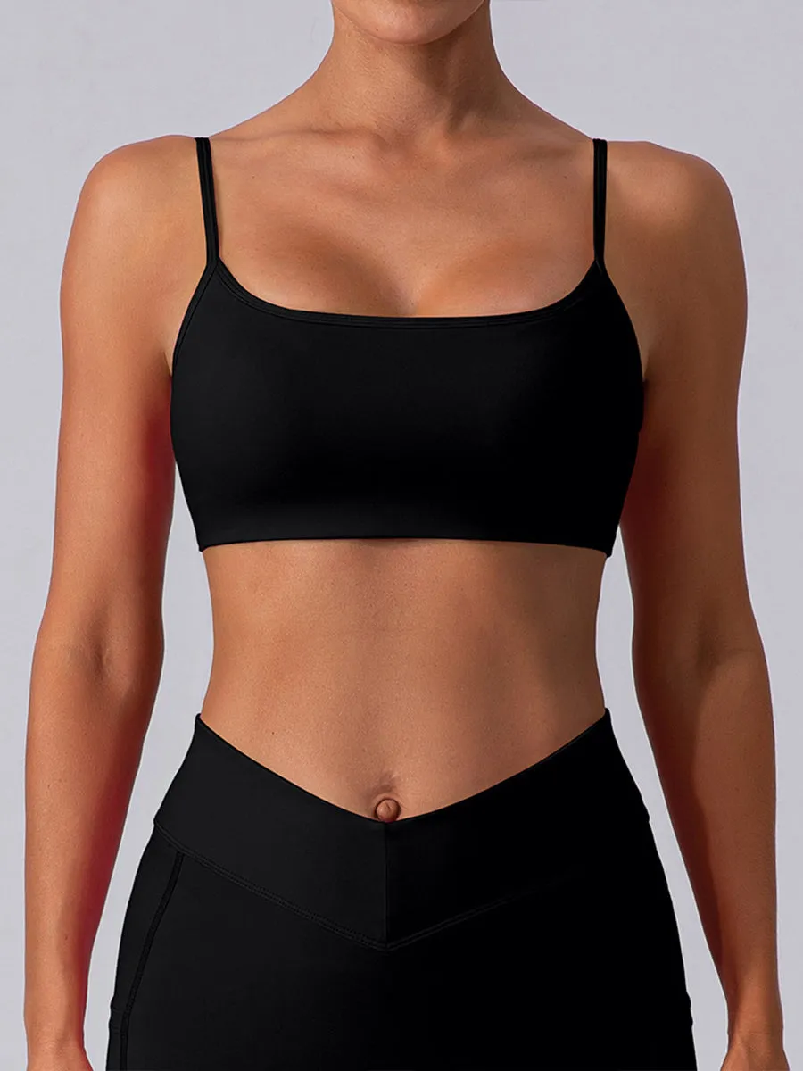 2pcs Sleeveless Cami Skin-Friendly Sports Set Workout Set Fitness Yoga Suit with Chest Pads