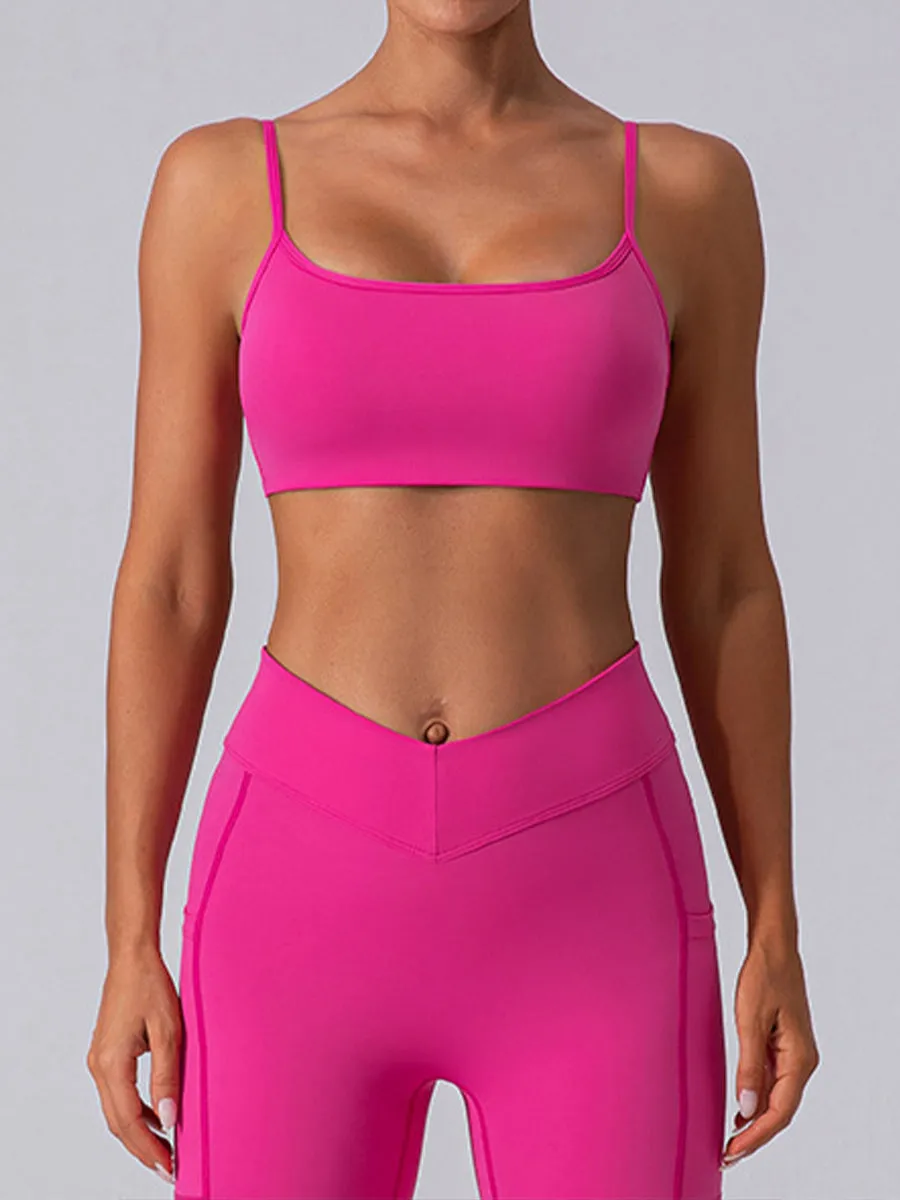 2pcs Sleeveless Cami Skin-Friendly Sports Set Workout Set Fitness Yoga Suit with Chest Pads