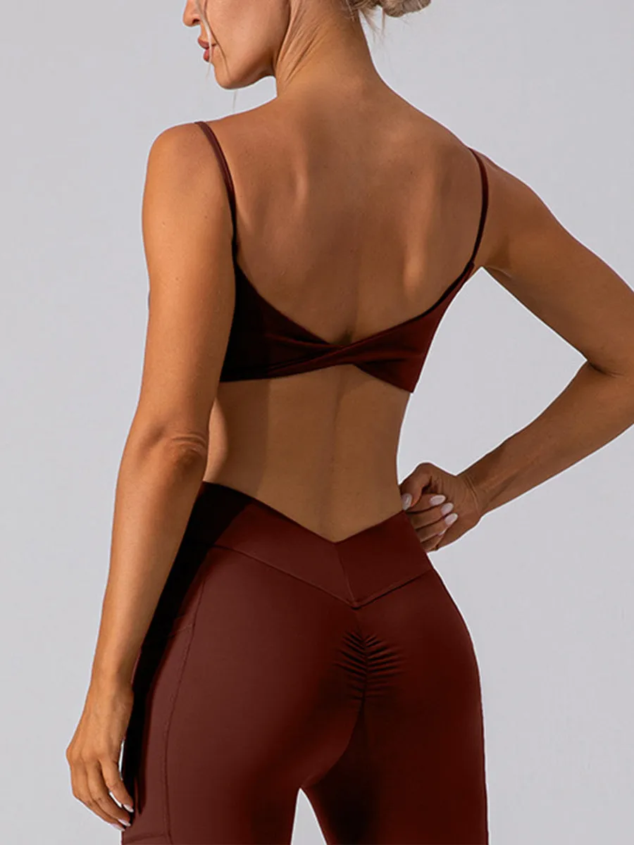 2pcs Sleeveless Cami Skin-Friendly Sports Set Workout Set Fitness Yoga Suit with Chest Pads