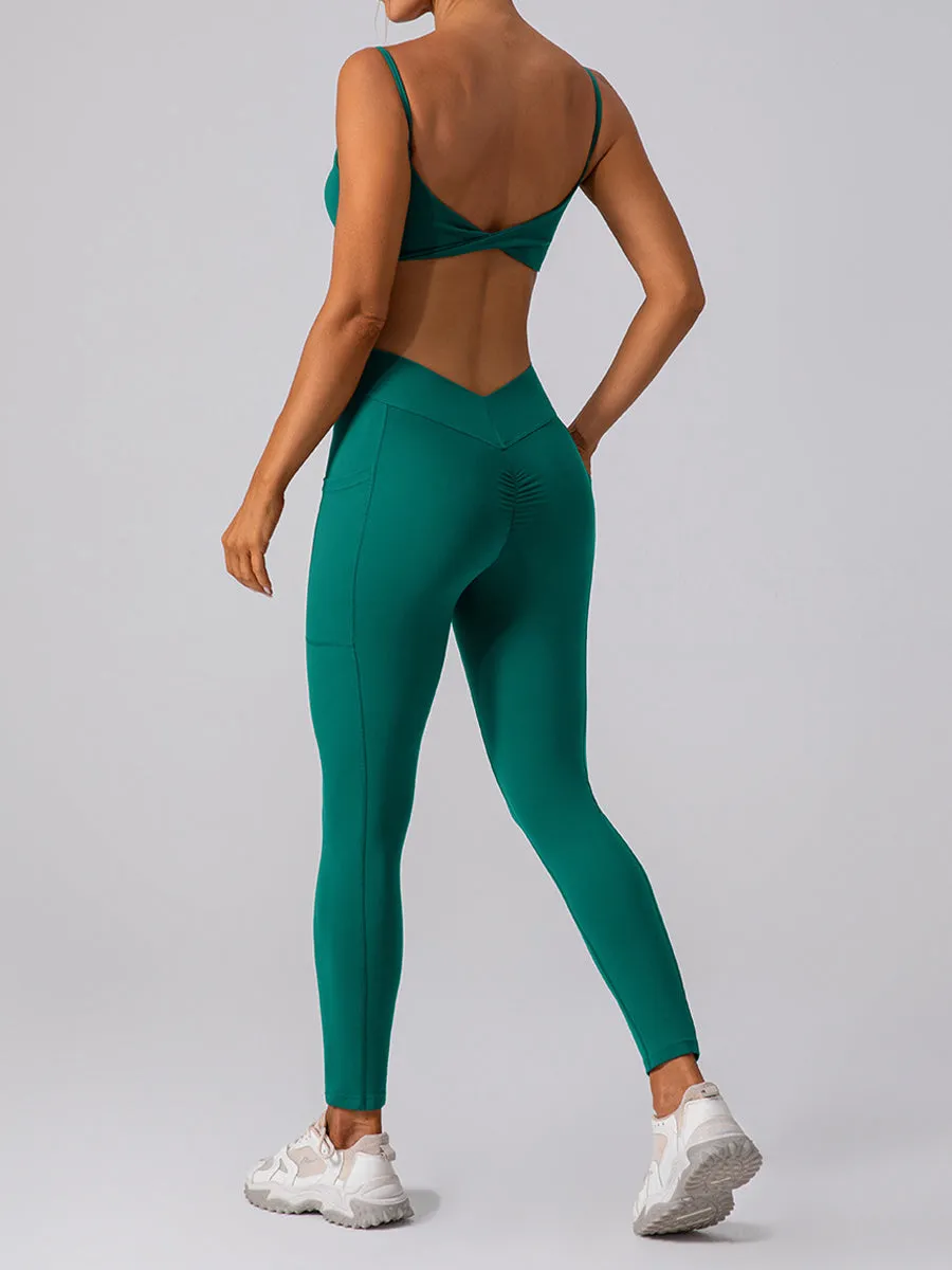 2pcs Sleeveless Cami Skin-Friendly Sports Set Workout Set Fitness Yoga Suit with Chest Pads