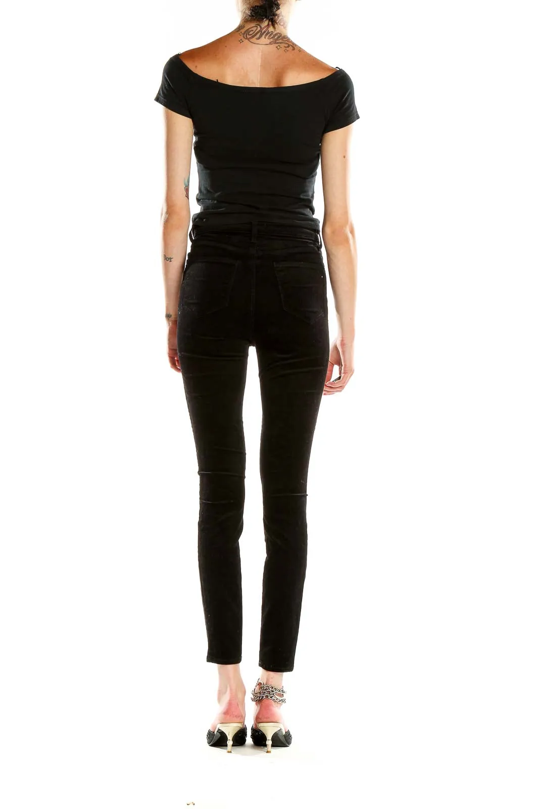 Black Velvet High-Waisted Skinny Pants