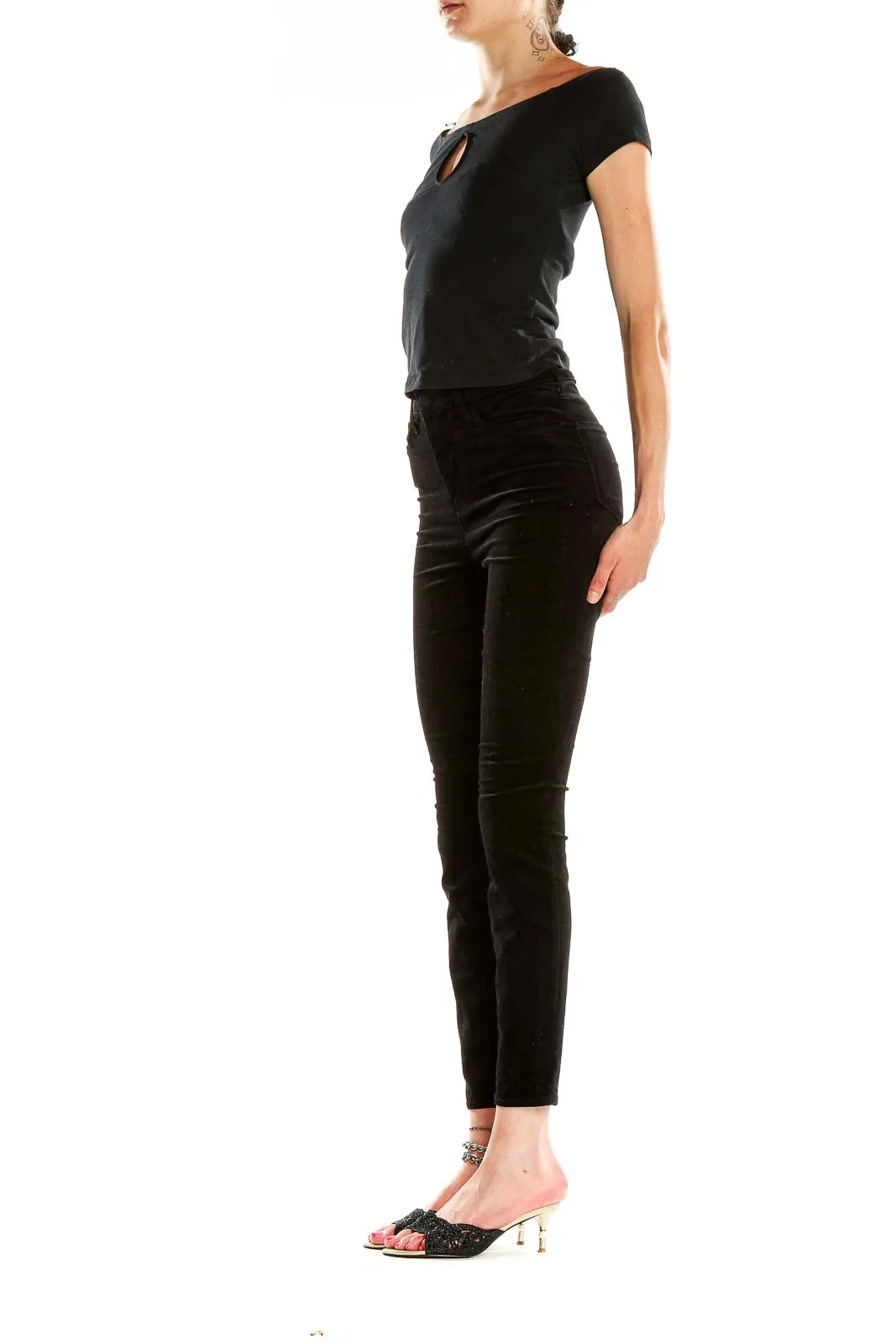 Black Velvet High-Waisted Skinny Pants