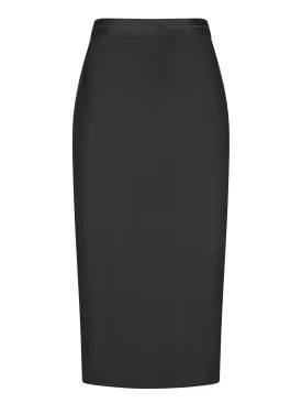 Black Wool Fresco Pencil Skirt