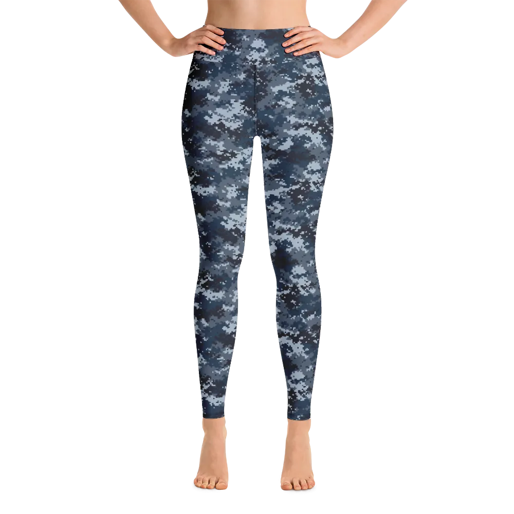 Blue Camo Pixel Yoga Pants