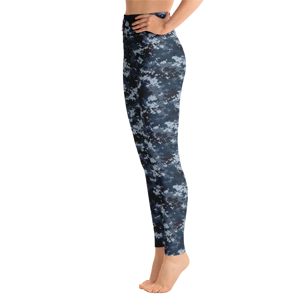 Blue Camo Pixel Yoga Pants
