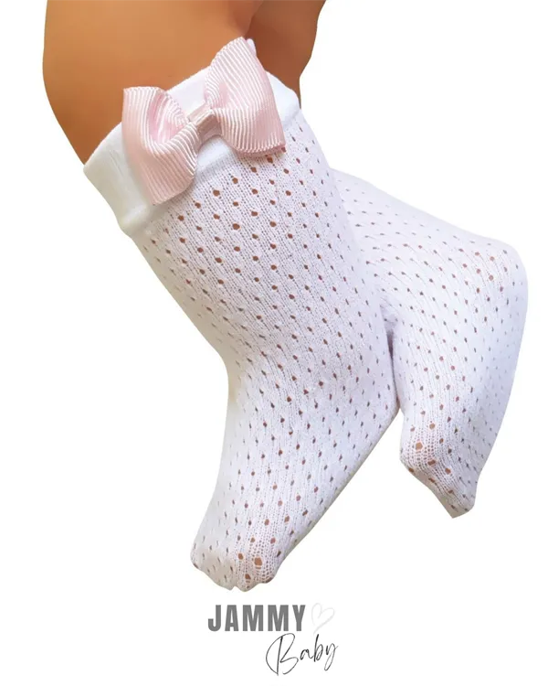bowknot mesh knee socks
