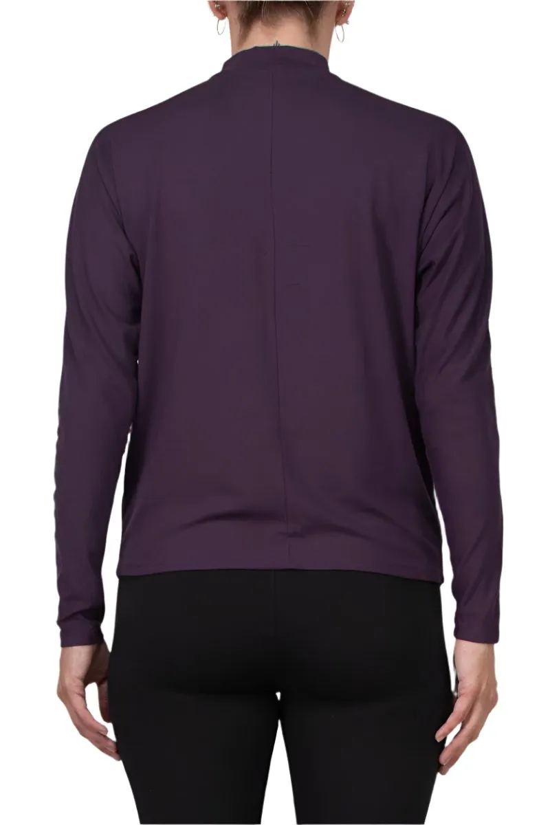 Catherine Malandrino High Neck Keyhole Front Long Sleeve Solid Knit Top by Curated Brands