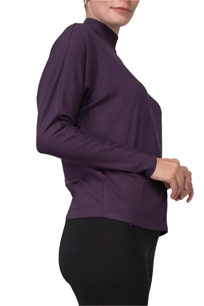Catherine Malandrino High Neck Keyhole Front Long Sleeve Solid Knit Top by Curated Brands