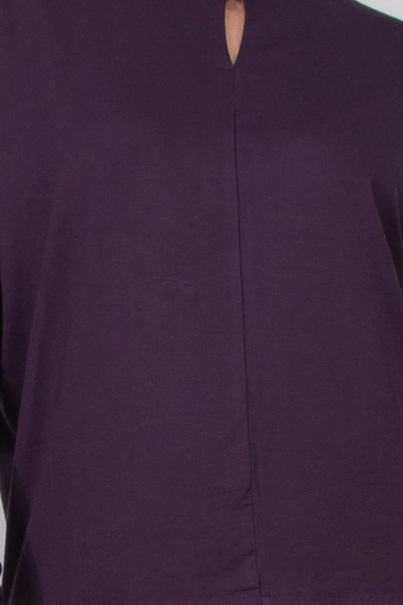 Catherine Malandrino High Neck Keyhole Front Long Sleeve Solid Knit Top by Curated Brands