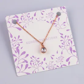 Congratulations Sentiment Card with Rose Gold Small Gemstone