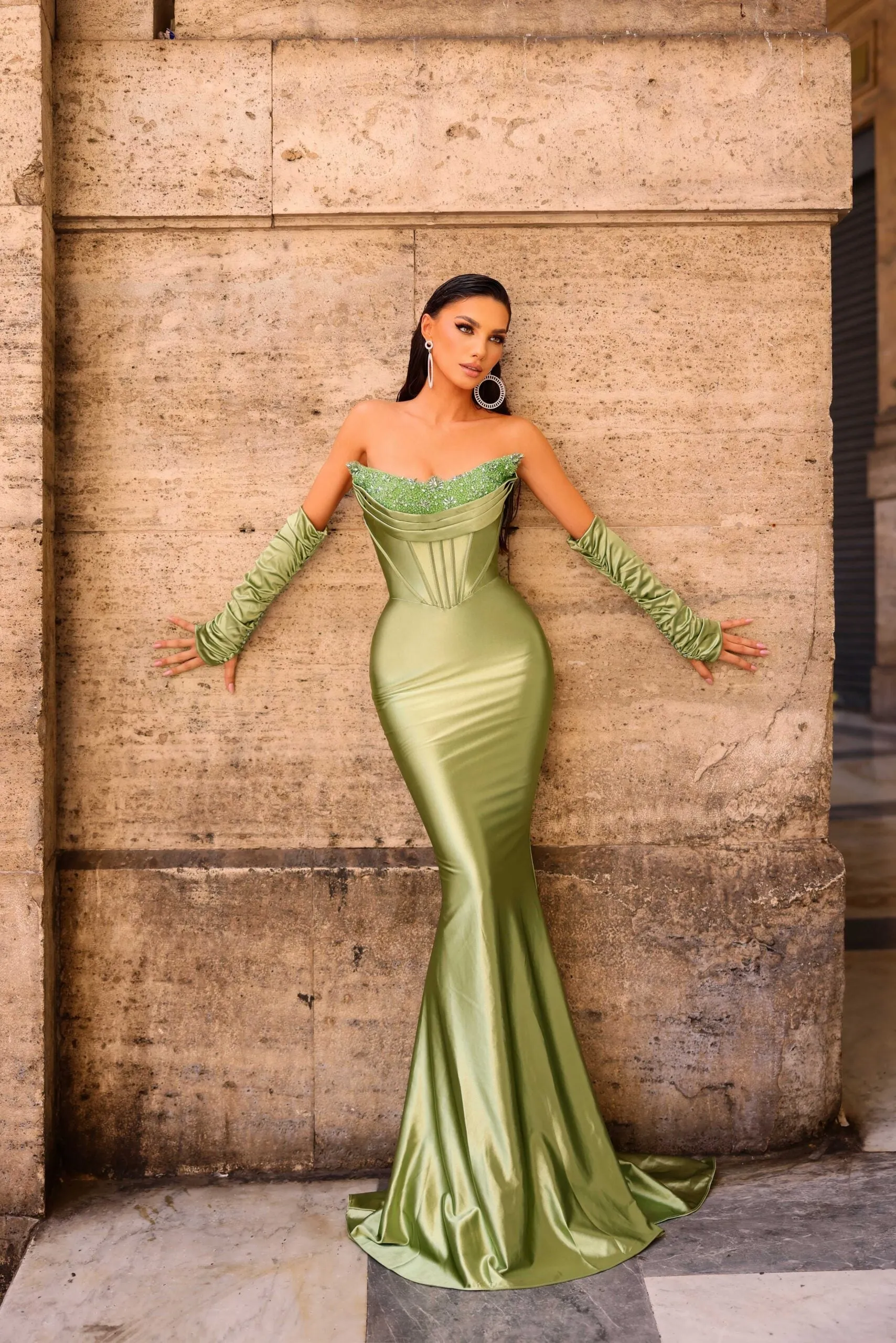 Corseted Bodice Evening Dress | Nicoletta Dress NC1093 (Jadore)