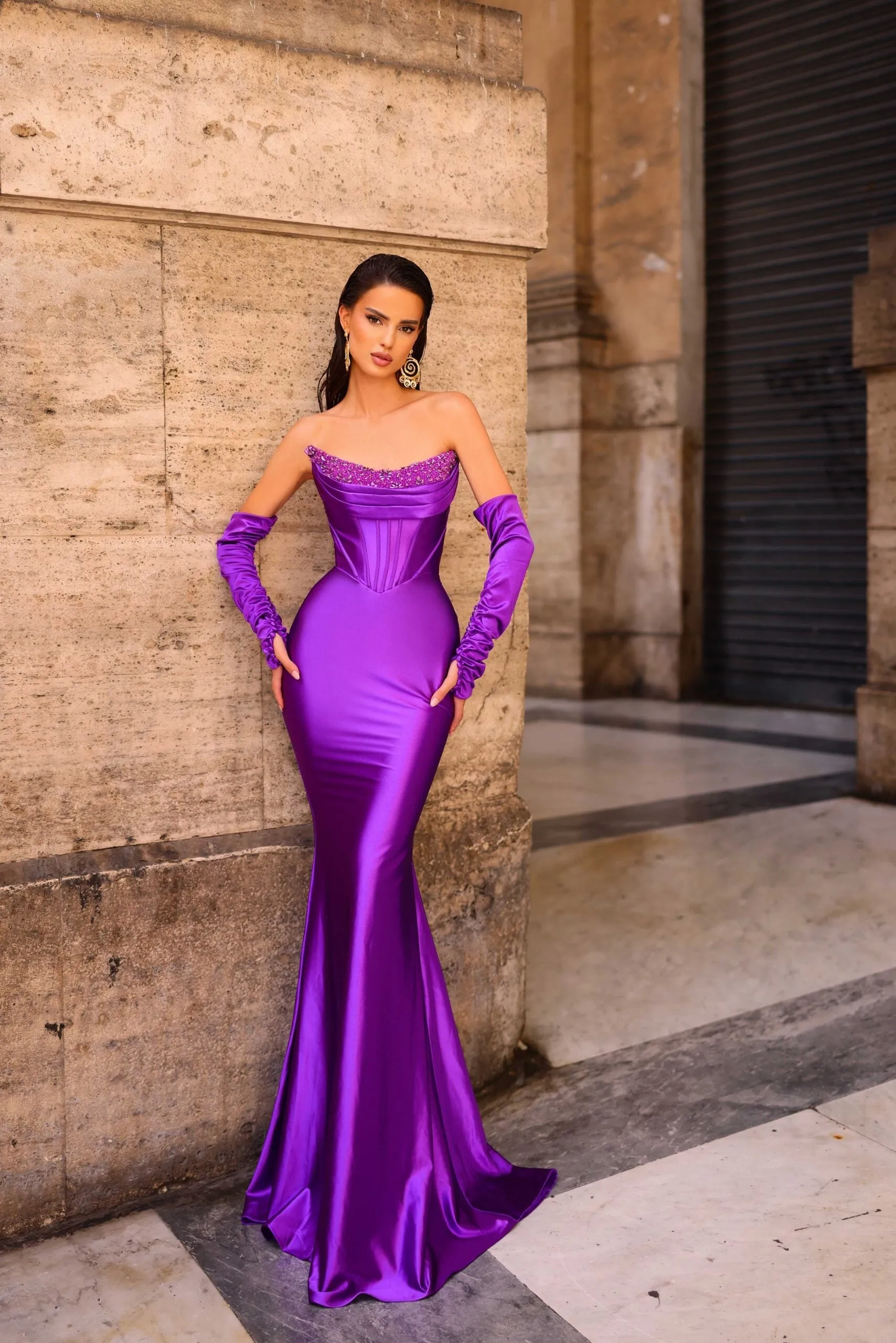 Corseted Bodice Evening Dress | Nicoletta Dress NC1093 (Jadore)