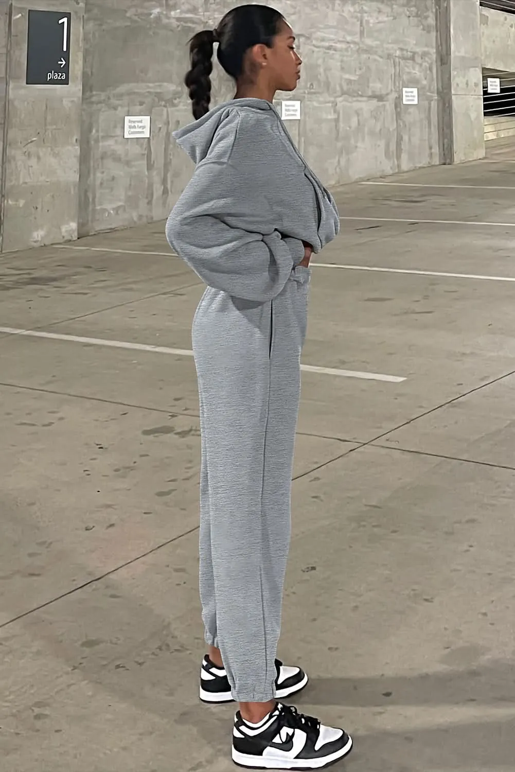 Cozy gray hoodie joggers set