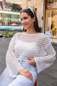 Crop knitwear with openwork -