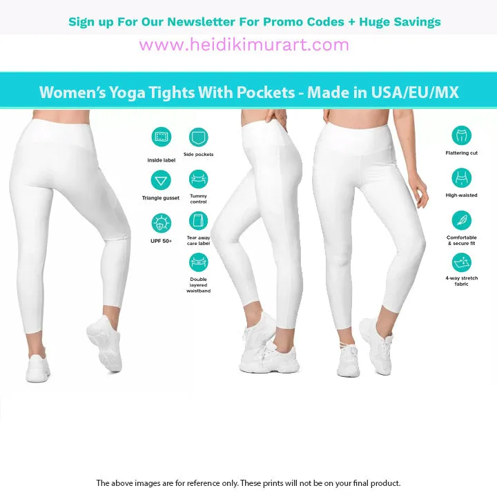 Dark Pink Women's Tights, Solid Color Best Leggings With Pockets For Women - Made in USA/EU/MX
