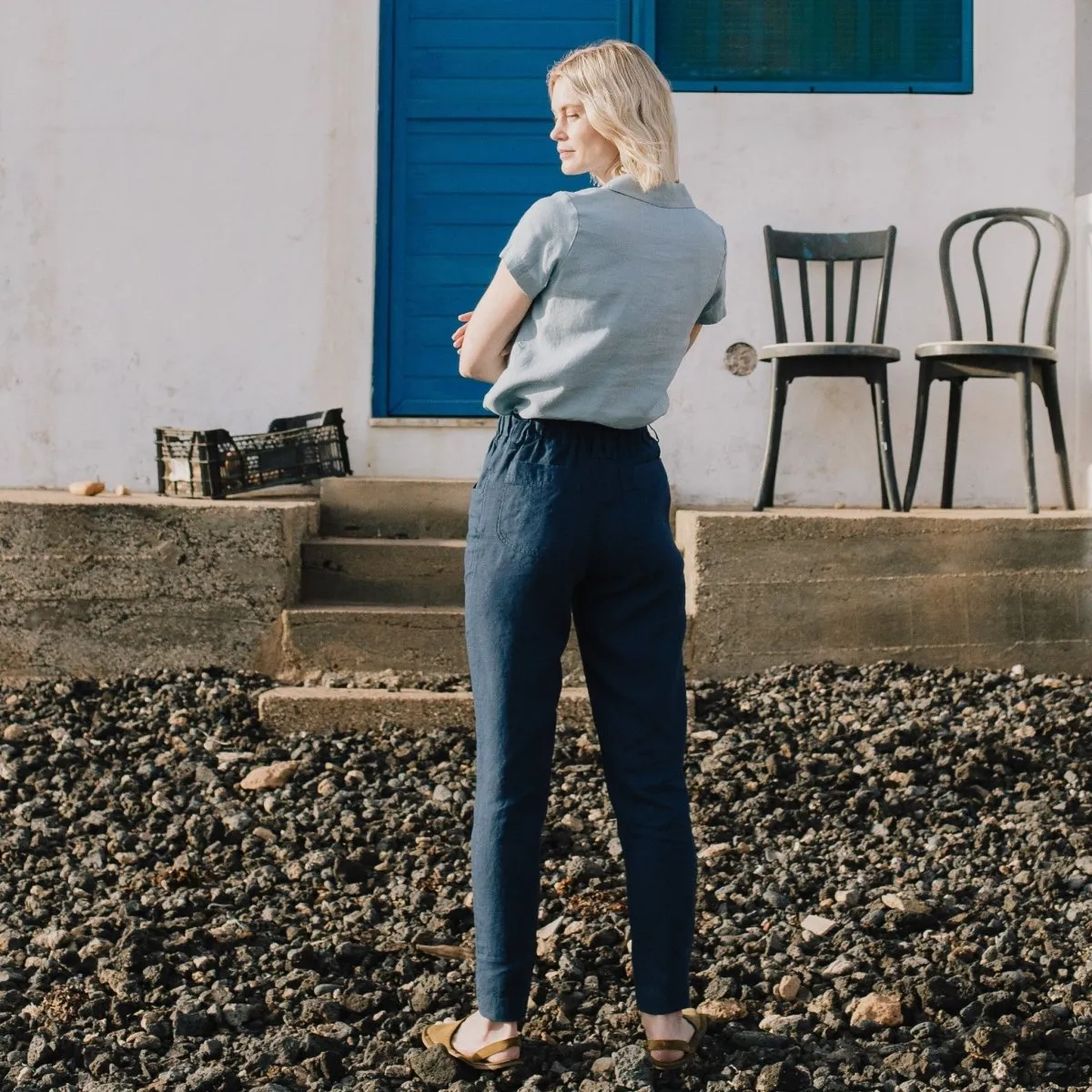 DOOLIN high-waisted linen pants