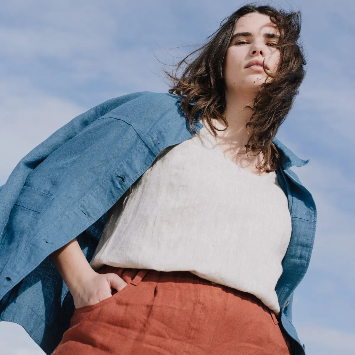 DOOLIN high-waisted linen pants