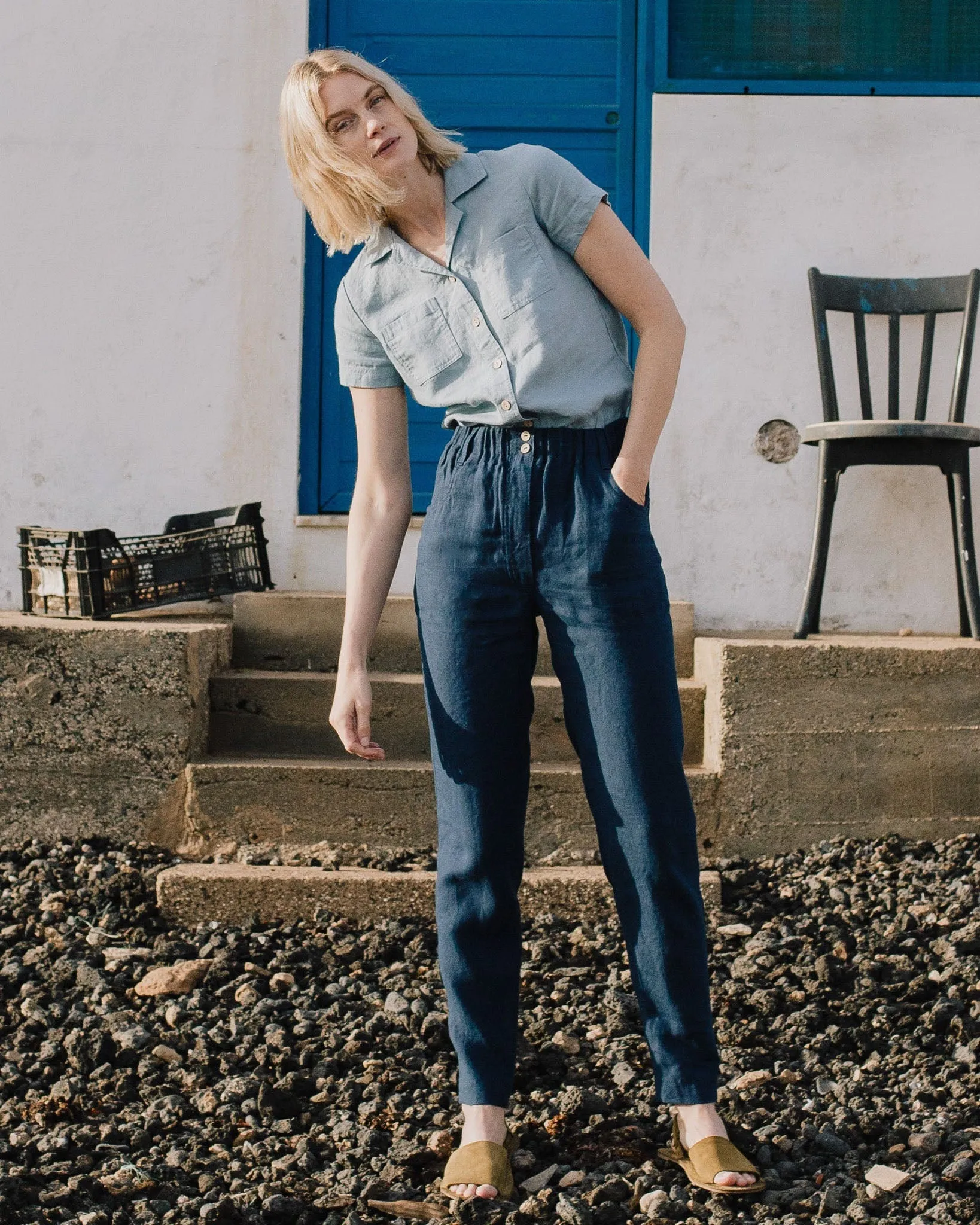 DOOLIN high-waisted linen pants