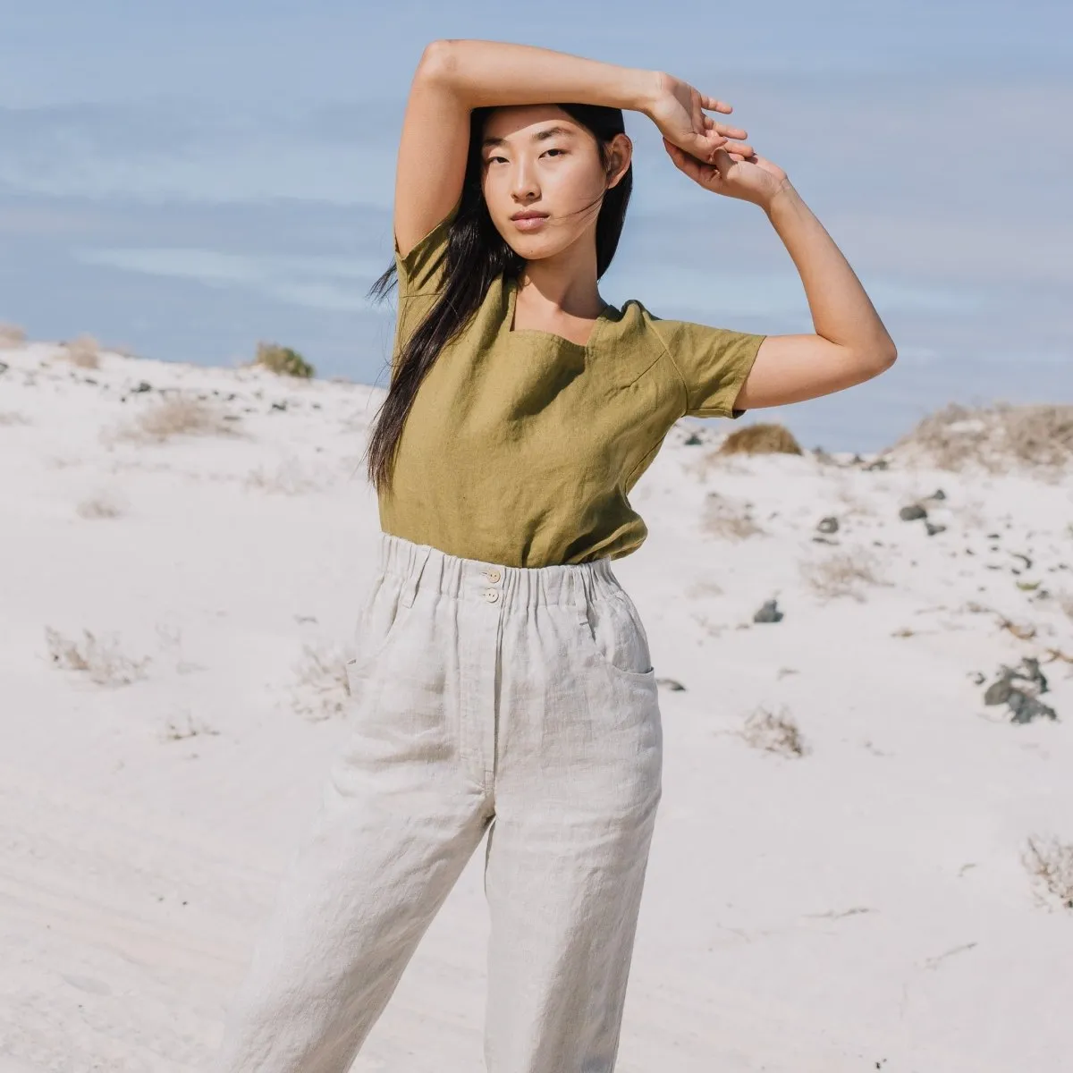 DOOLIN high-waisted linen pants