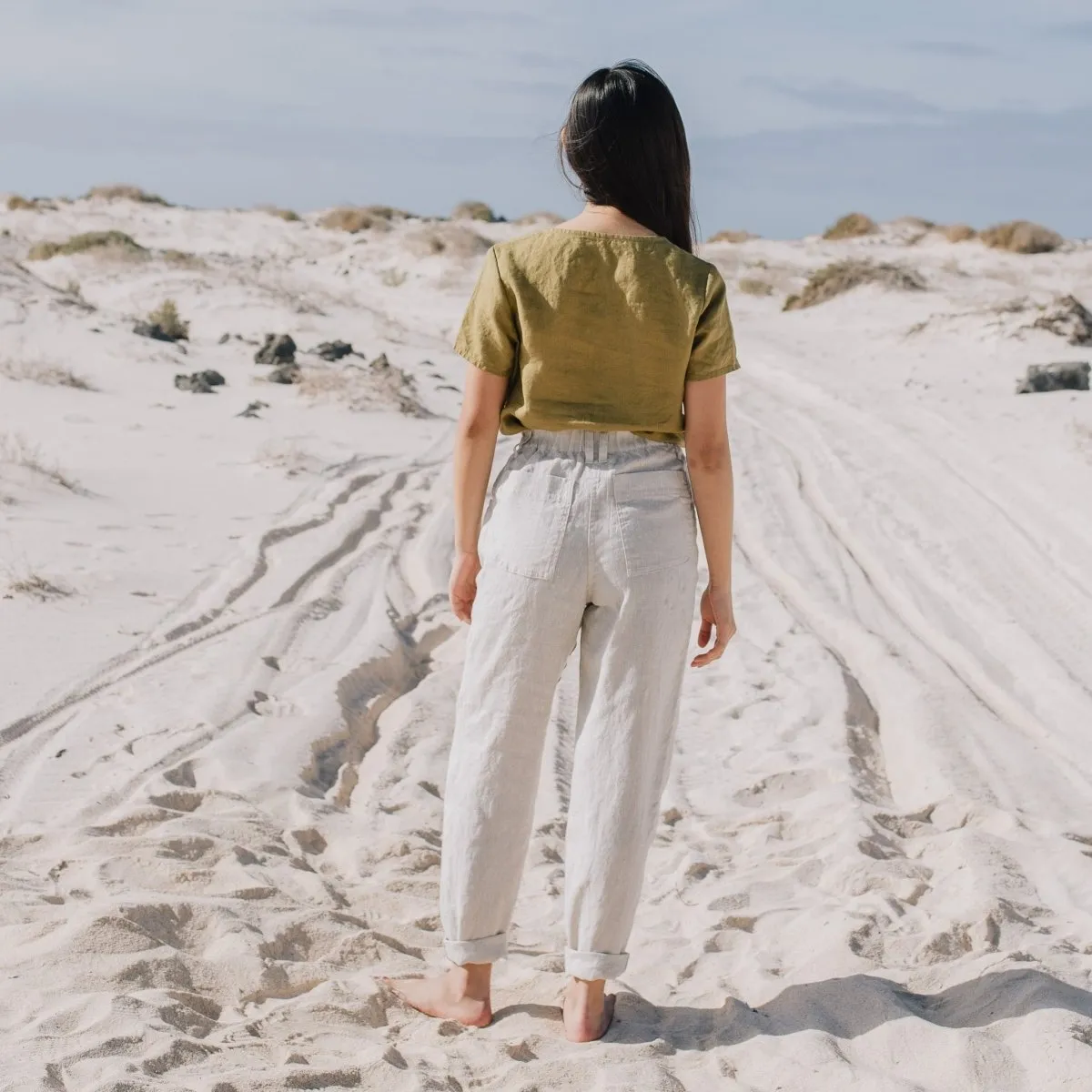 DOOLIN high-waisted linen pants