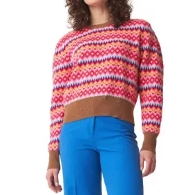 Farley Fairisle Puff Sleeve In Leslie/lagoon, Dhalia, Barbie Pink, Neon Orange,