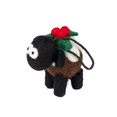 Felted Christmas Pudding Sheep Collectable