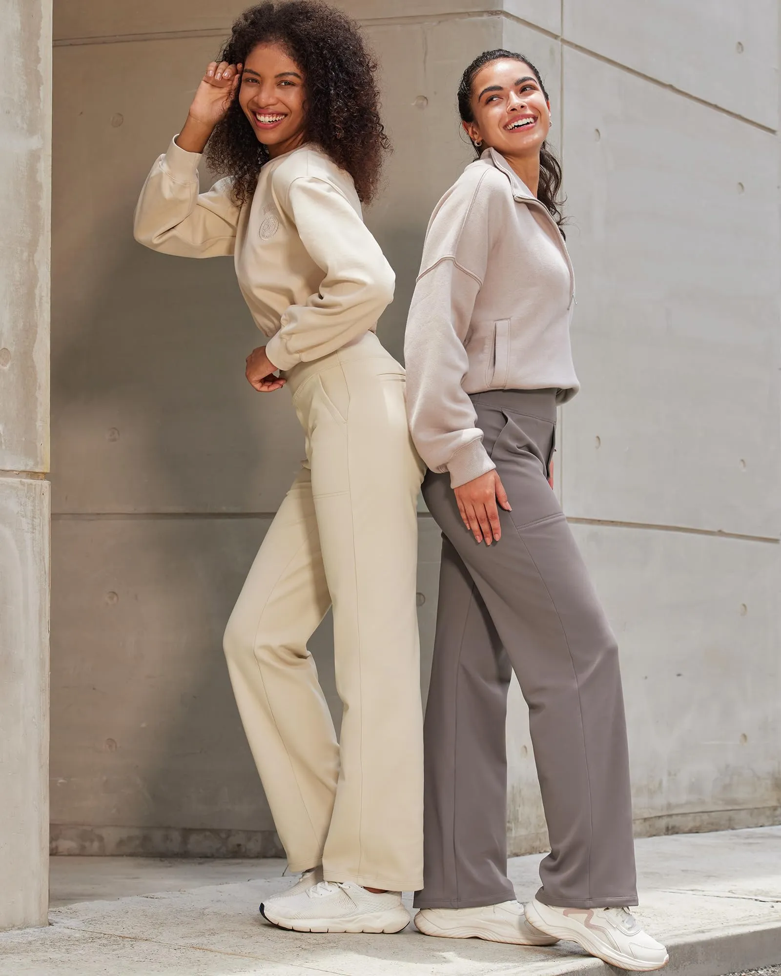 G4Free Wide Leg Pants Woman Yoga Pants with Pockets Loose Casual Palazzo Fashion Sweatpants Stretch Dress Work Clothes(Black,L,31")