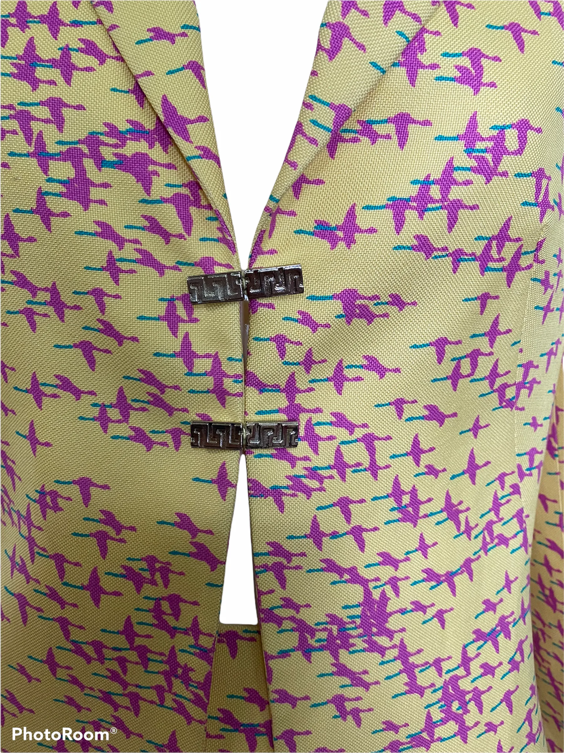 Gianni Versace 90s “Yellow Geese Flying South” Skirt Suit  New/Old