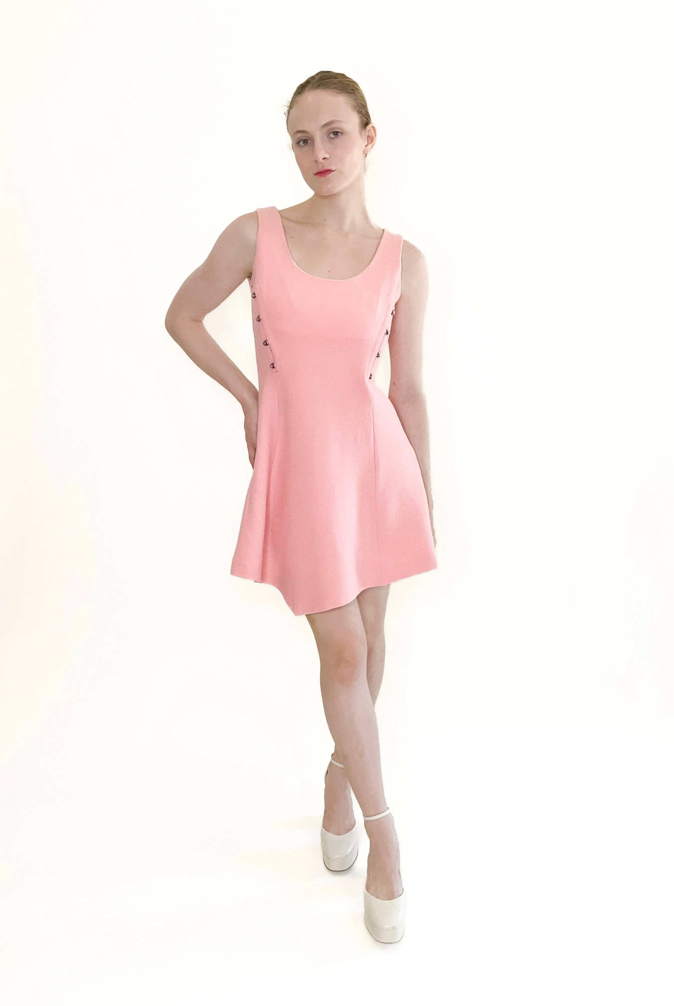 Gianni Versace Fall 1991 Pink With Medusa Buttons Dress