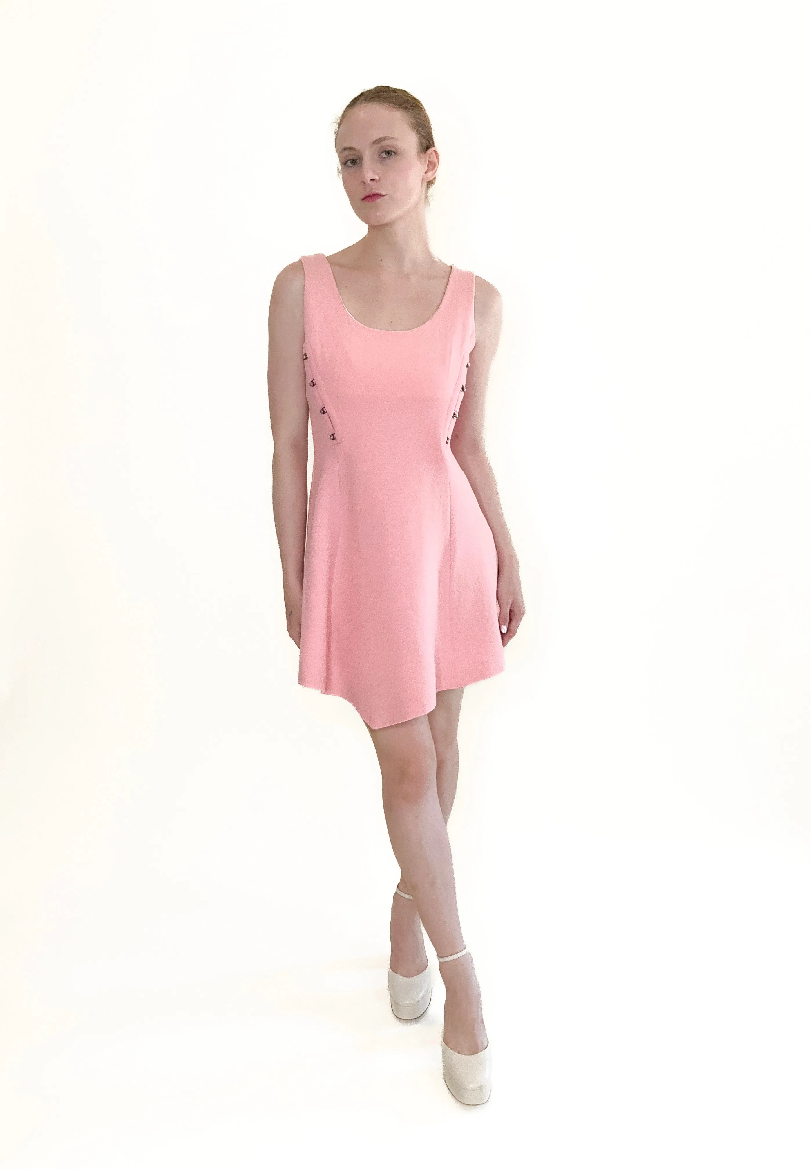 Gianni Versace Fall 1991 Pink With Medusa Buttons Dress