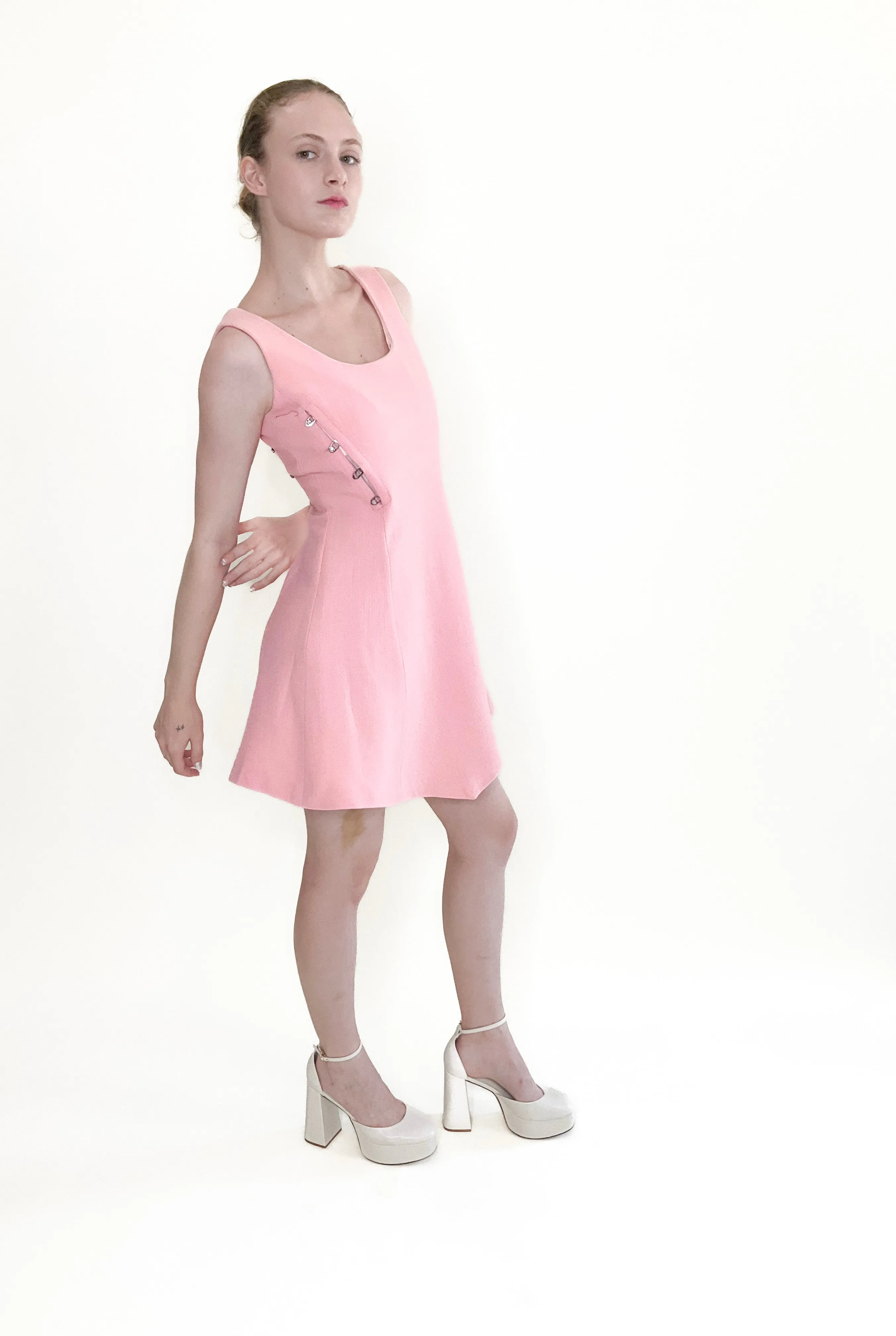 Gianni Versace Fall 1991 Pink With Medusa Buttons Dress