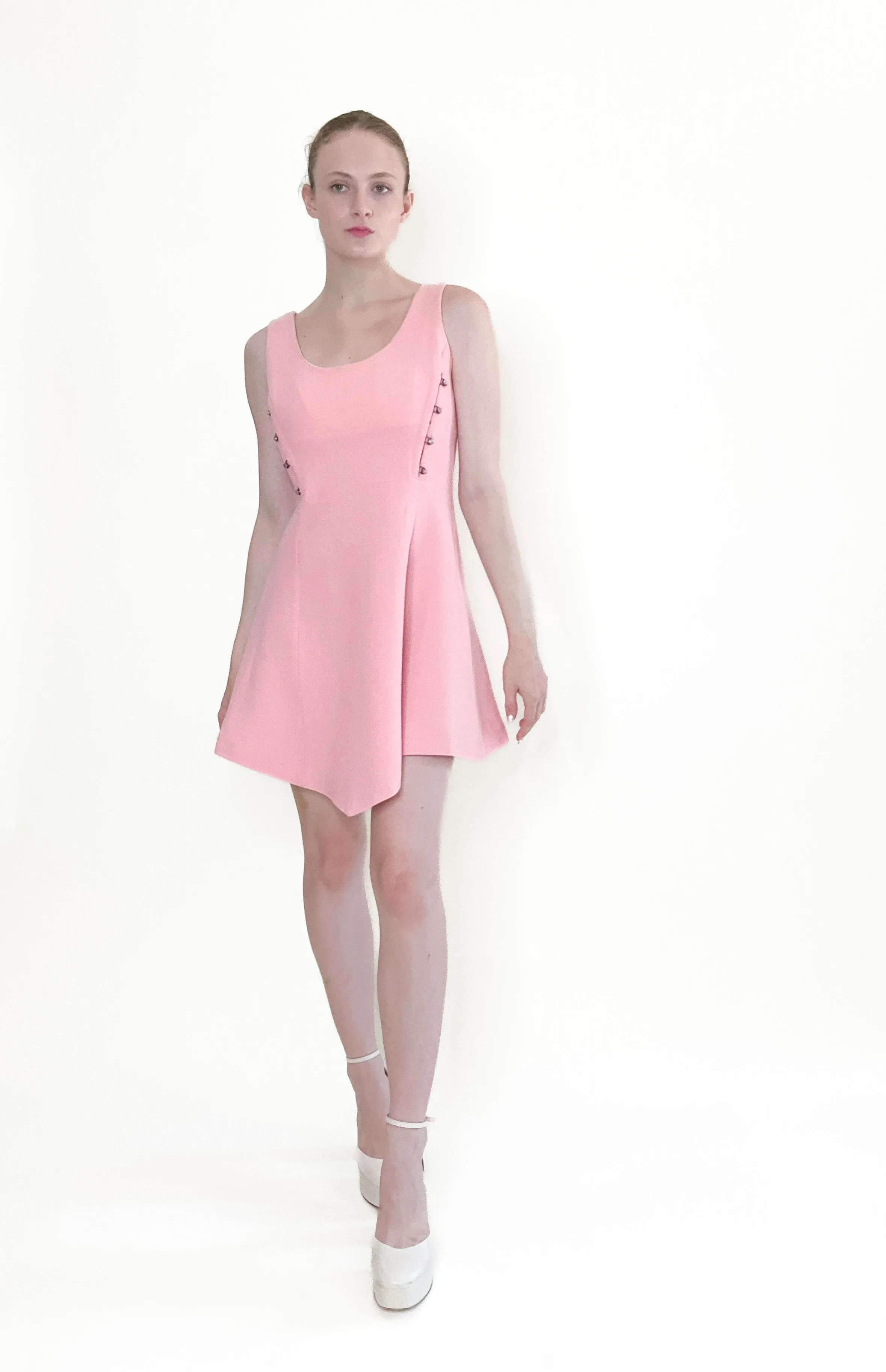 Gianni Versace Fall 1991 Pink With Medusa Buttons Dress