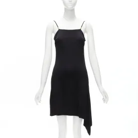 GIANNI VERSACE Vintage gold logo charm asymmetric drape slip mini dress