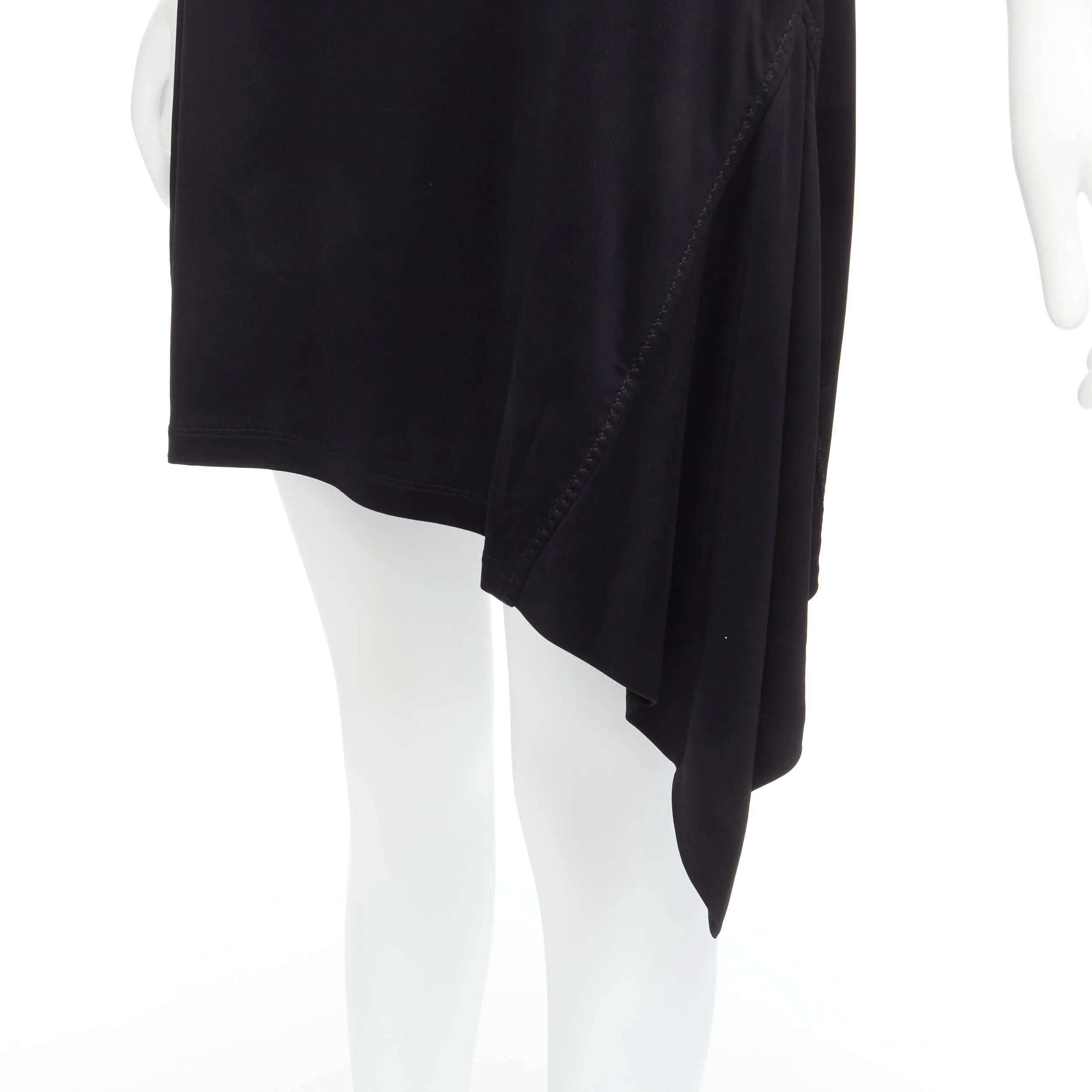 GIANNI VERSACE Vintage gold logo charm asymmetric drape slip mini dress