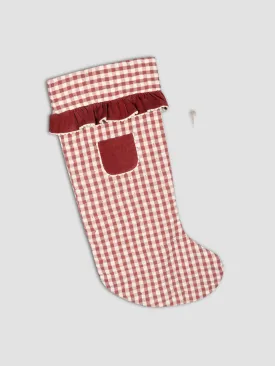 Gingham Christmas stocking in Apple Butter