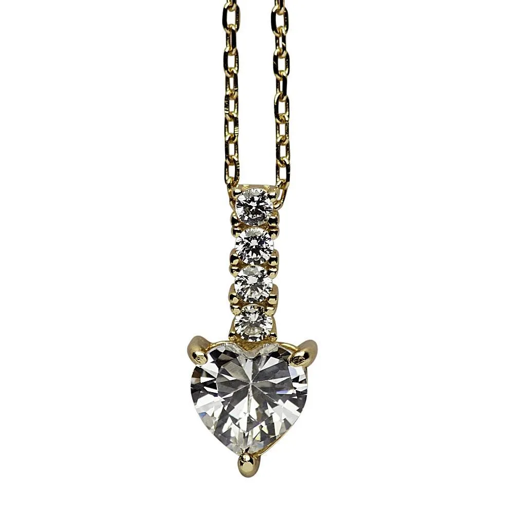Gold Crystal Heart Pendant