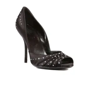 Gucci Women's Shoes Satin Crystalized Peep-Toe Pumps (GGWCRY1563)