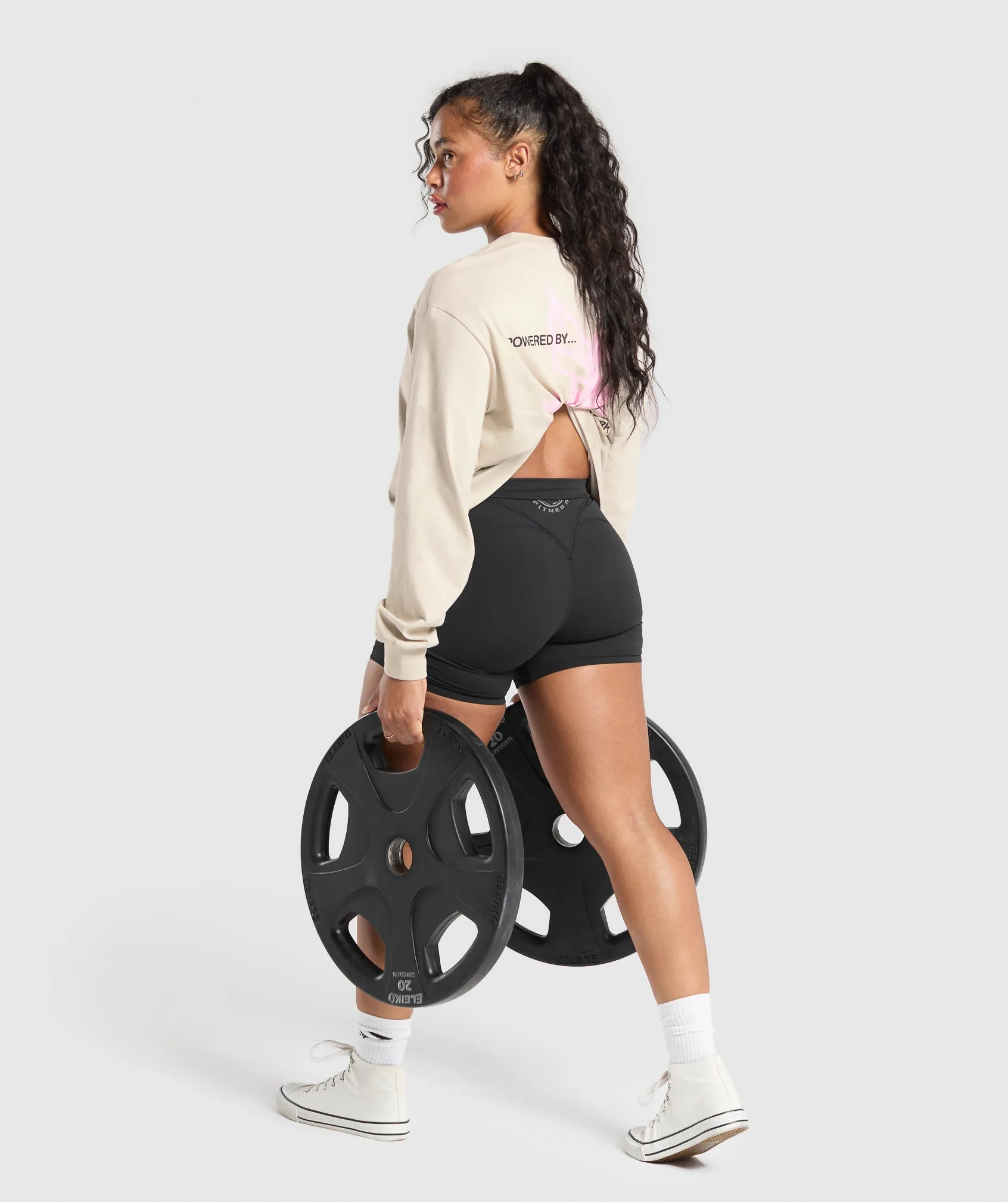 Gymshark Powered By Pre Long Sleeve Top - Pebble Grey