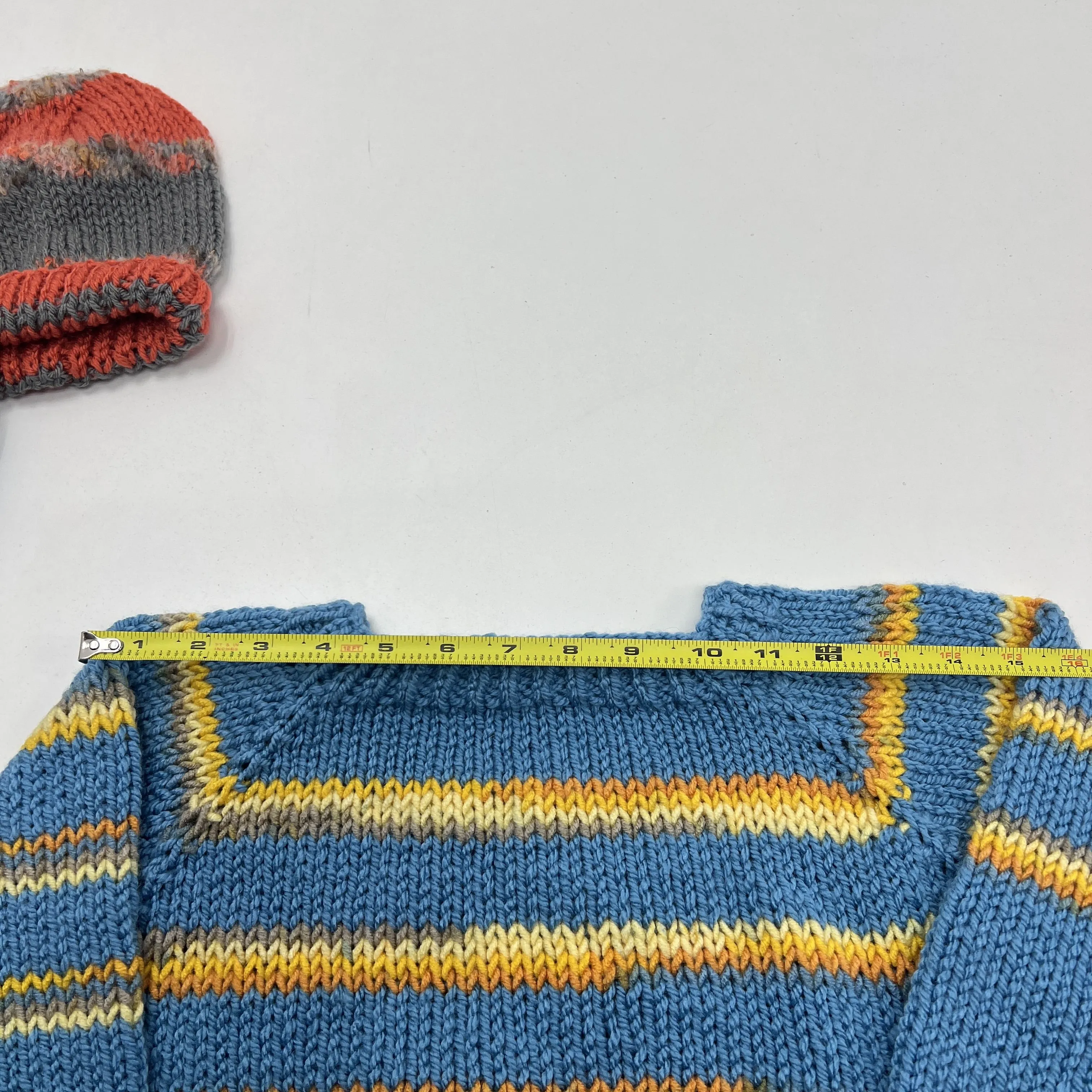 Handmade Orange Fuzzy Grey Blue & Yellow Sweaters Unisex SEE MEASUREMENTS