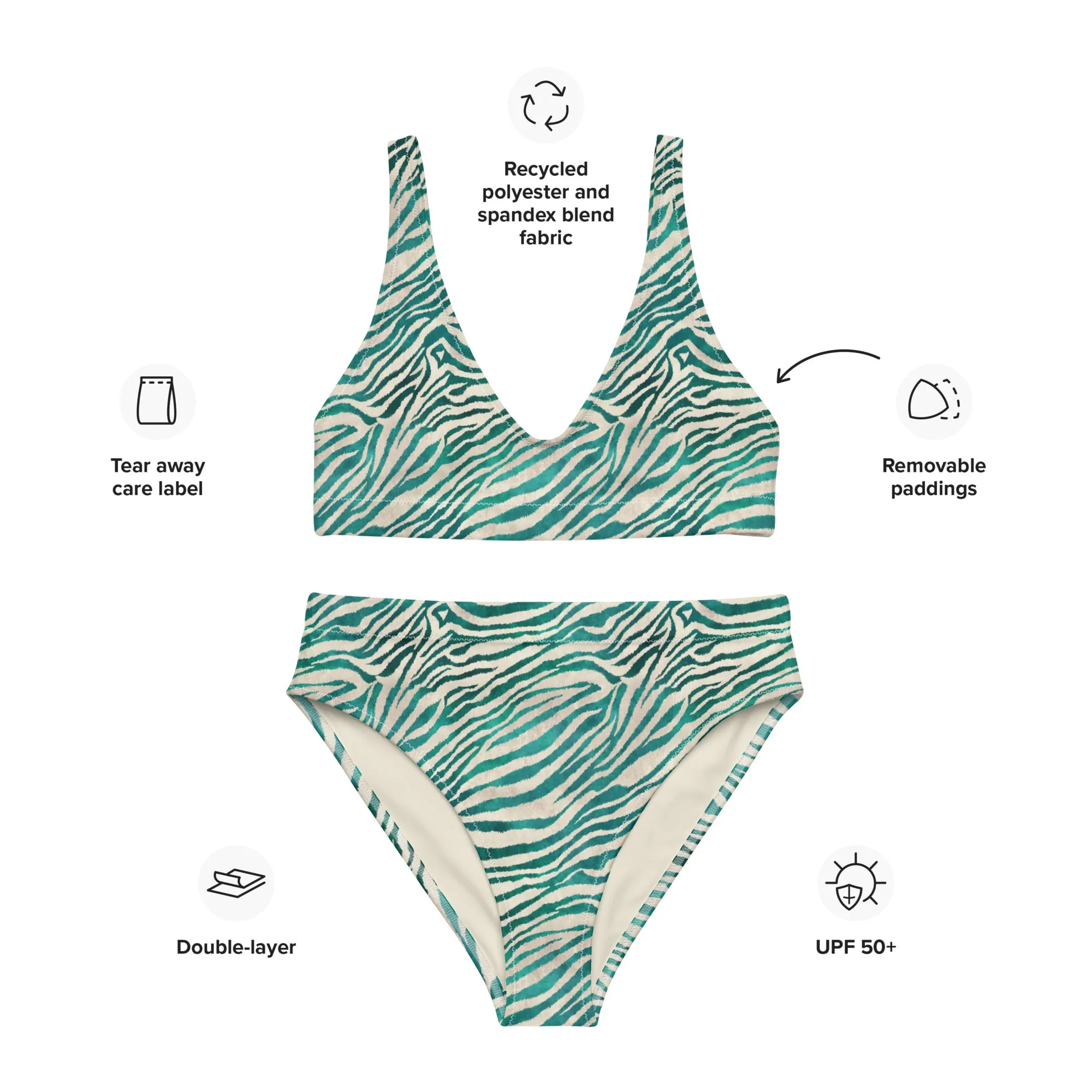 High Waisted Bikini Womens (Glamourange Luxury Bikini High Waisted - 0045 Patterns Model)