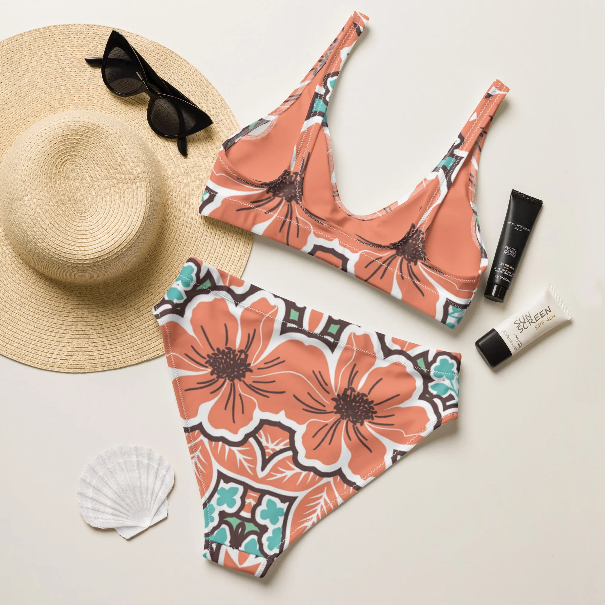 High Waisted Bikini Womens (Glamourange Luxury Bikini High Waisted - 0072 Patterns Model)