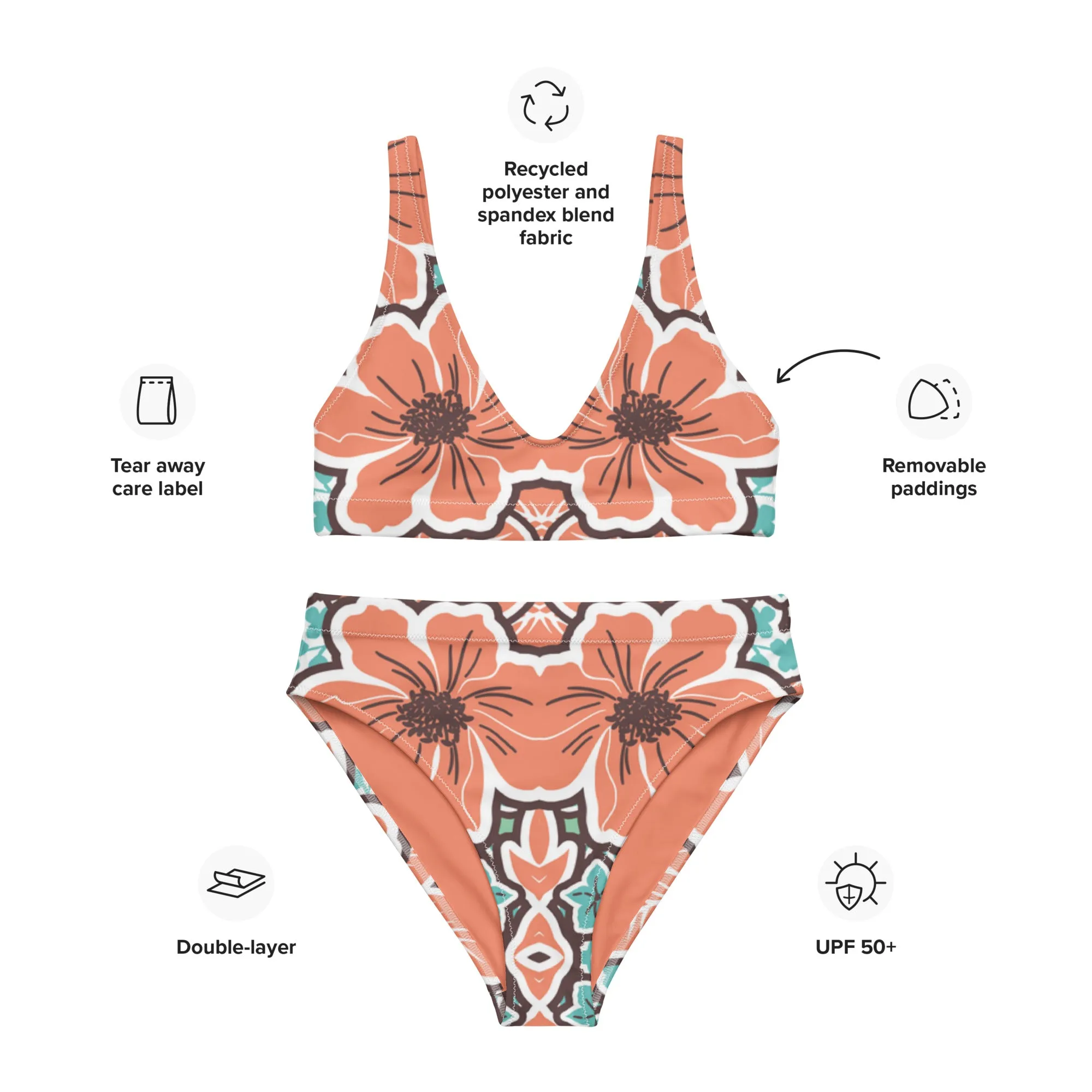 High Waisted Bikini Womens (Glamourange Luxury Bikini High Waisted - 0072 Patterns Model)