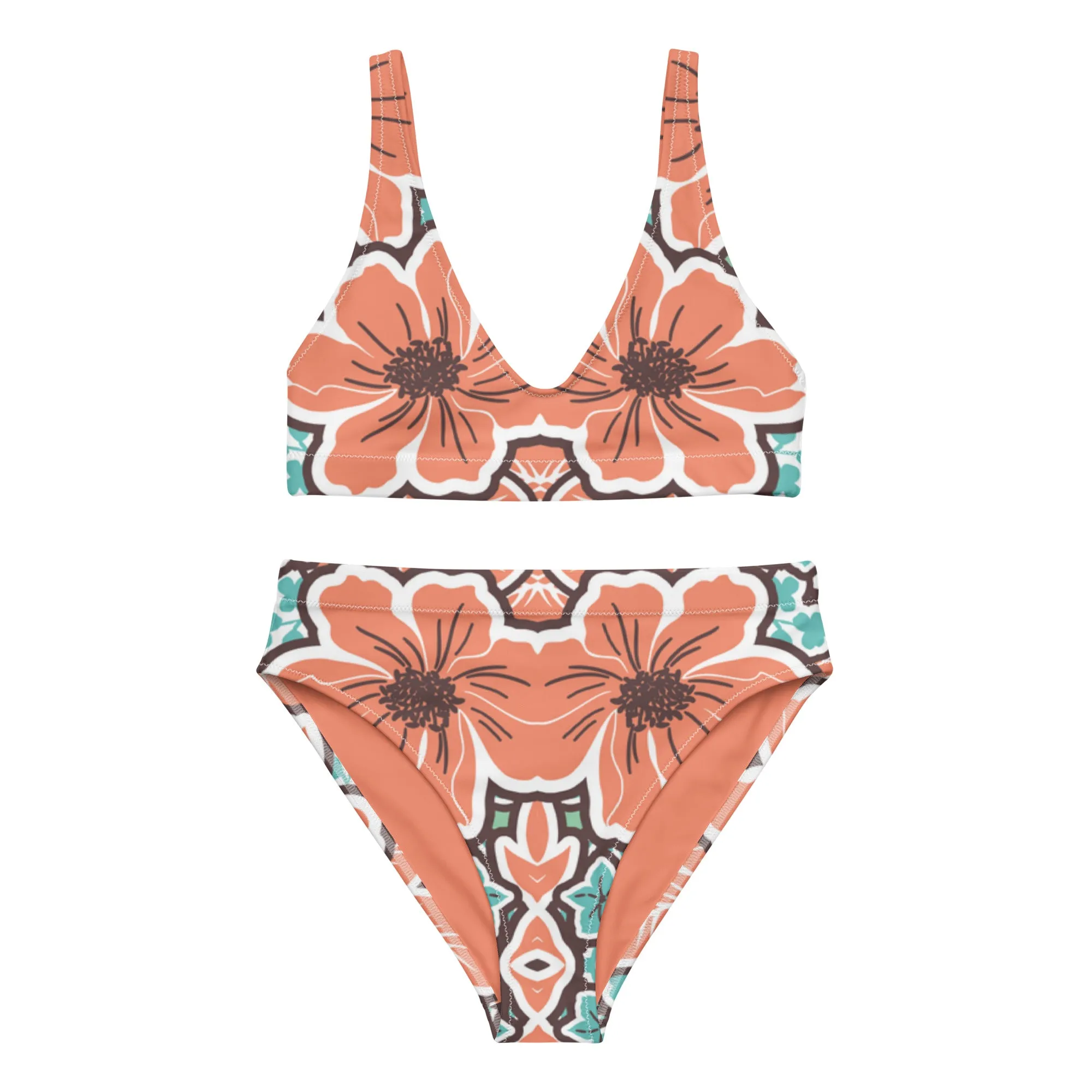 High Waisted Bikini Womens (Glamourange Luxury Bikini High Waisted - 0072 Patterns Model)