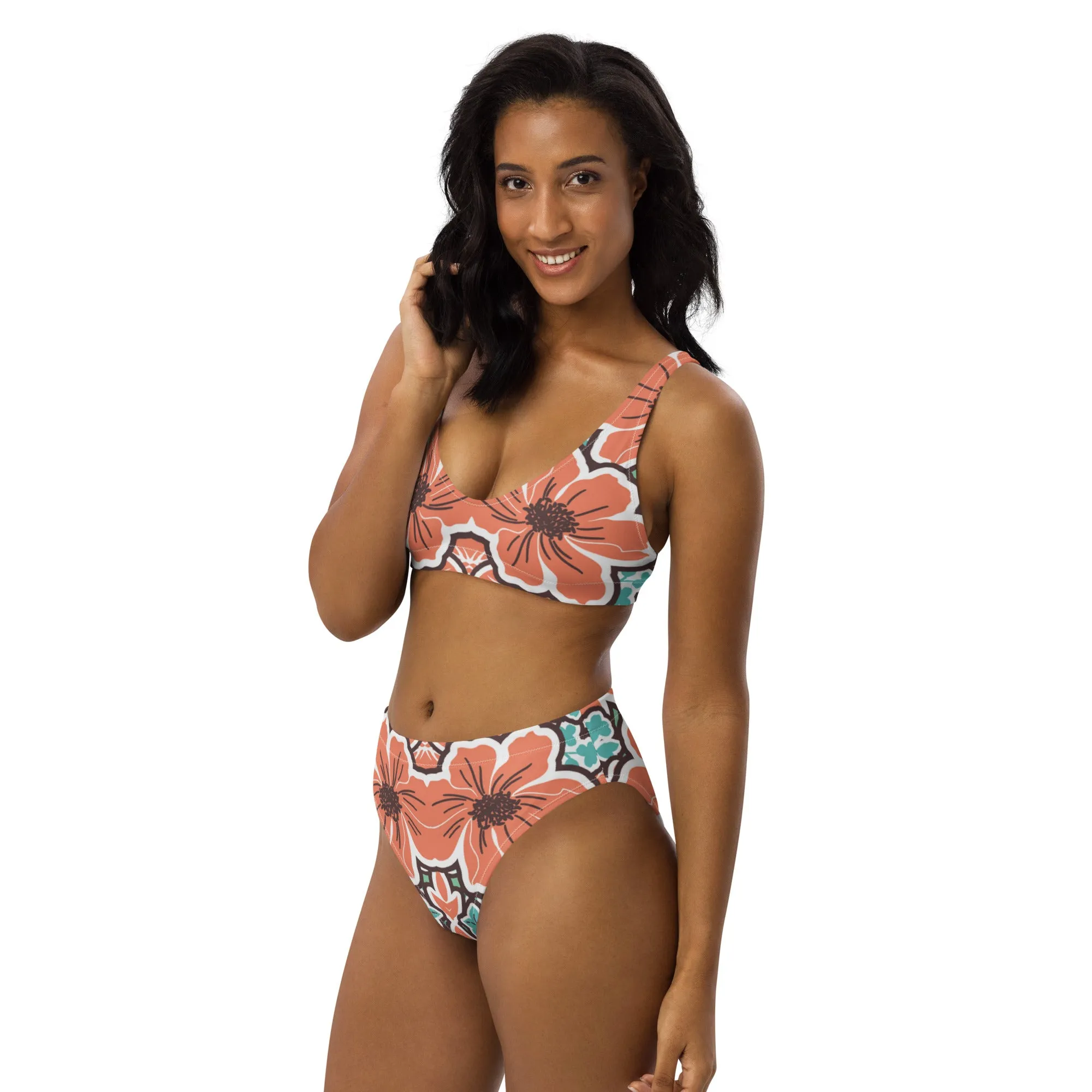 High Waisted Bikini Womens (Glamourange Luxury Bikini High Waisted - 0072 Patterns Model)