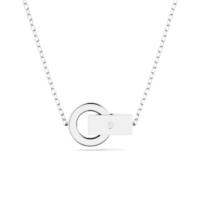 Hollow Interlocking Loop Blue Rhodium Plated Pendant 5663504