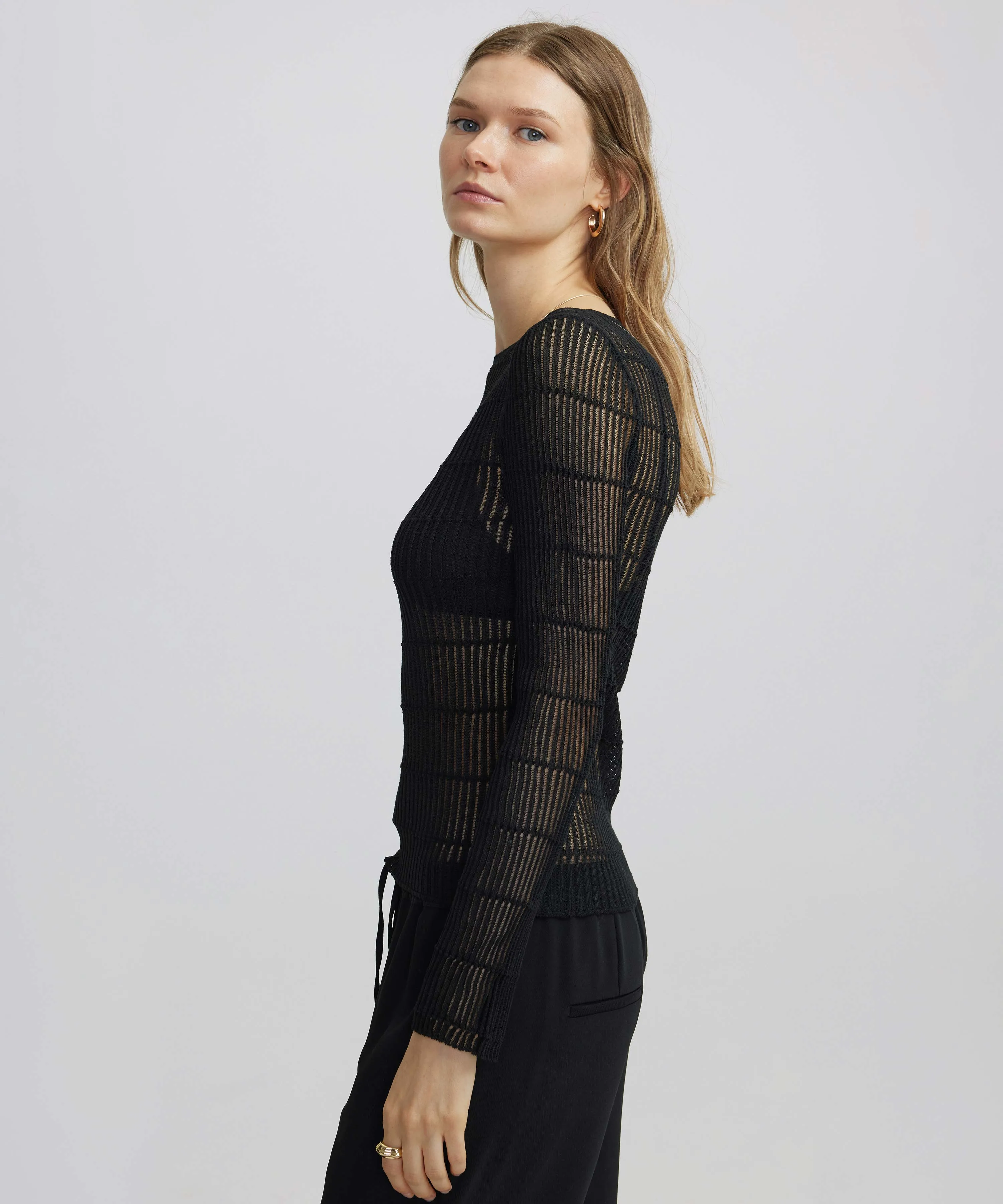 Ipekyol Textured Transparent Knitwear Black